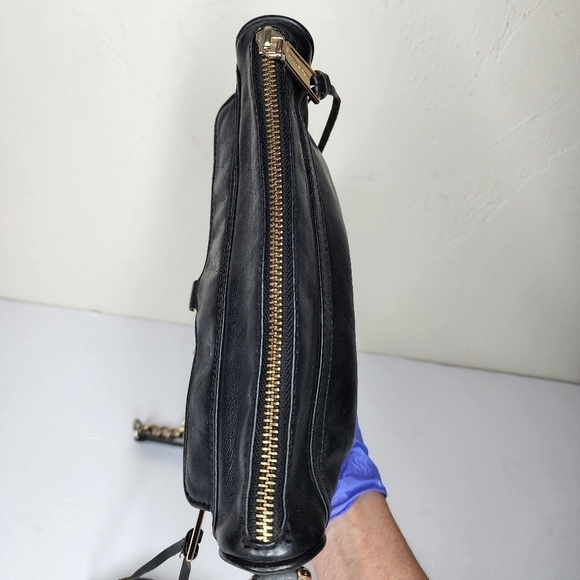 REBECCA MINKOFF Crossbody Mini MAC Black with Gold Chain Leather Purse - Picture 5 of 17